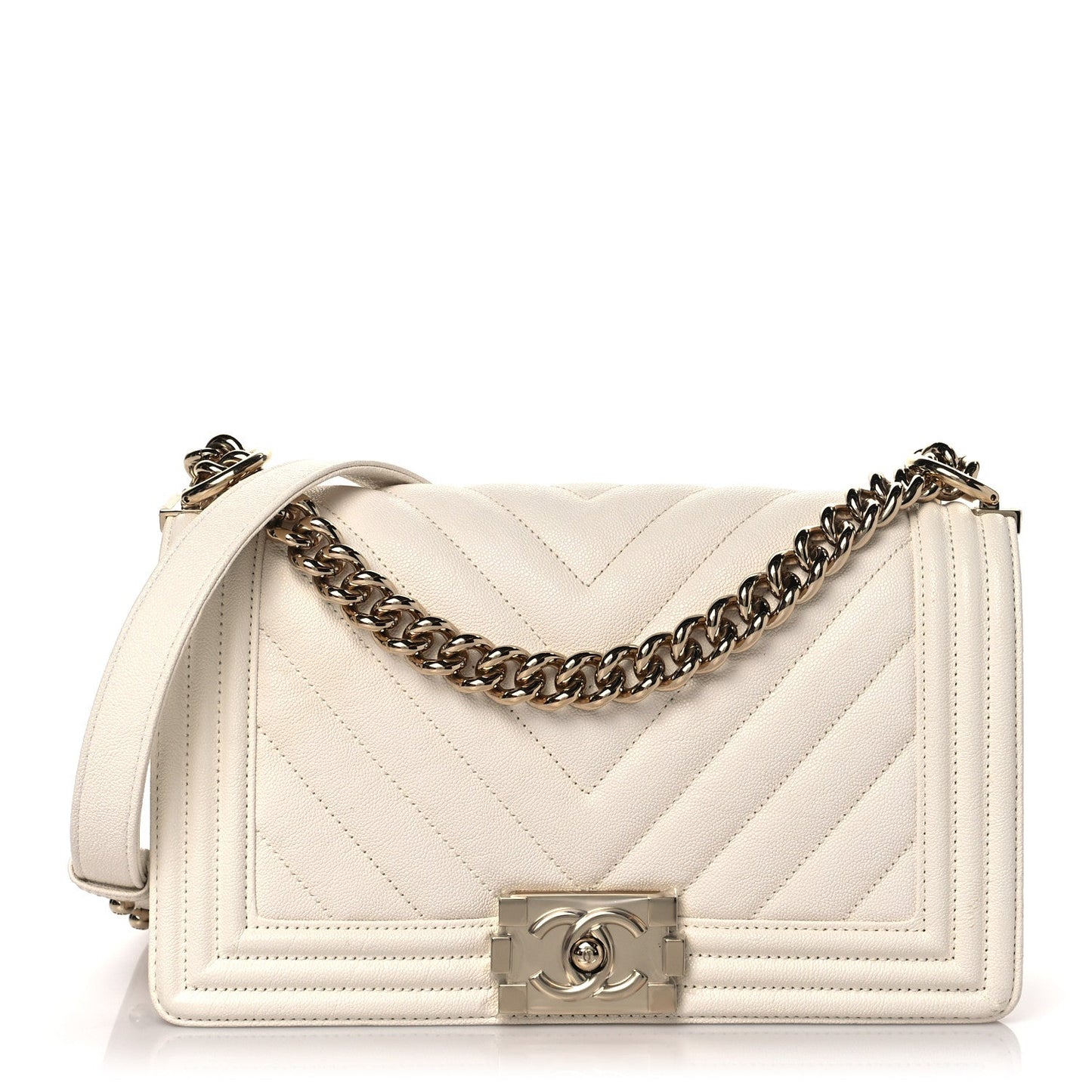 CHANEL CAVIAR CHEVRON QUILTED MEDIUM BOY FLAP BAG