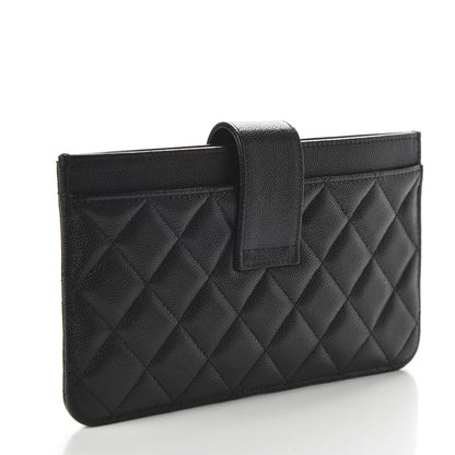 CHANEL CAVIAR QUILTED CLASSIC STRAP POUCH WALLET