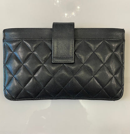 CHANEL CAVIAR QUILTED CLASSIC STRAP POUCH WALLET