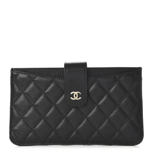 CHANEL CAVIAR QUILTED CLASSIC STRAP POUCH WALLET