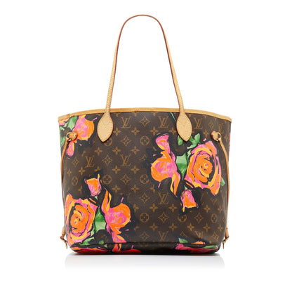 Brown Louis Vuitton Monogram Roses Neverfull MM Tote Bag