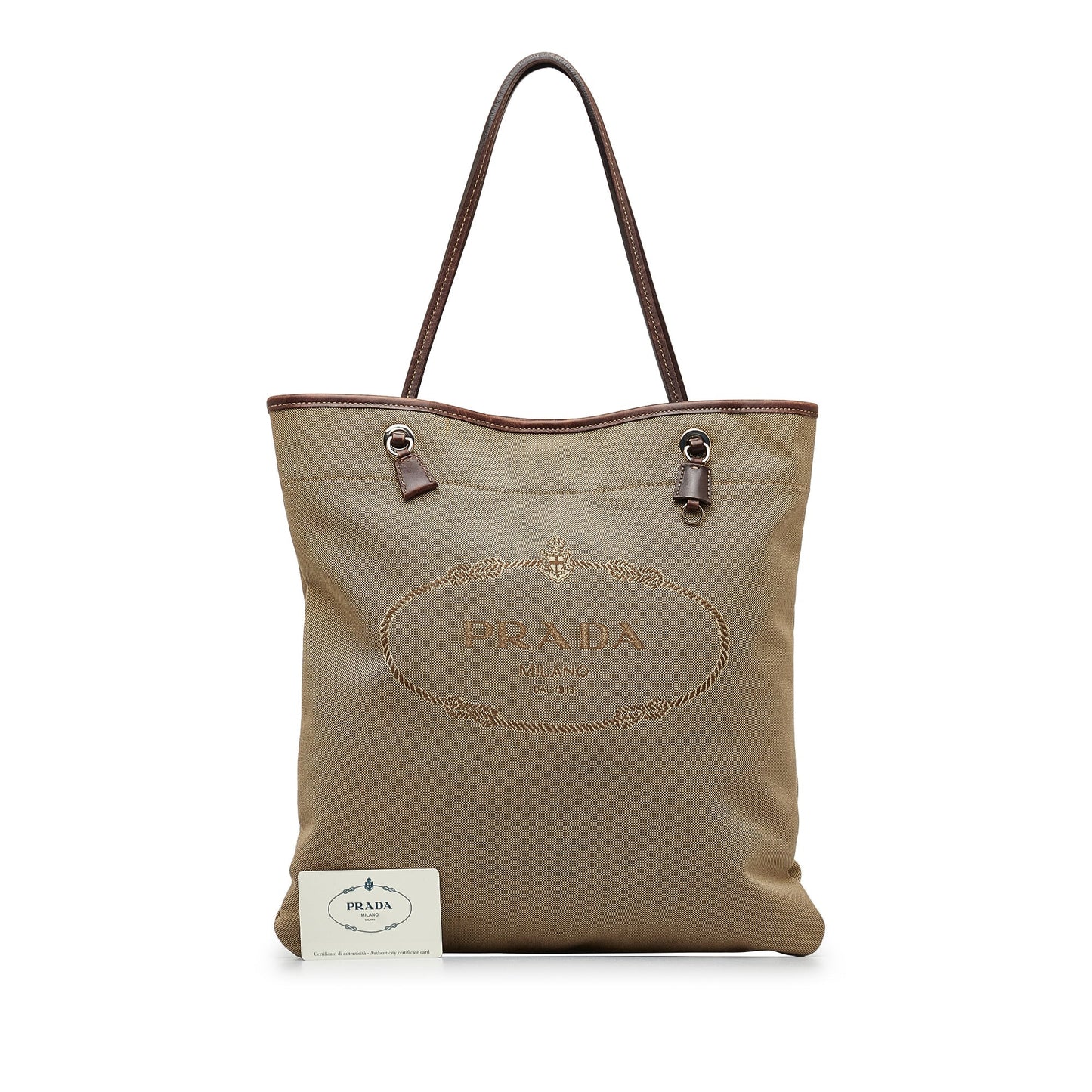 Taupe Prada Canapa Logo Tote