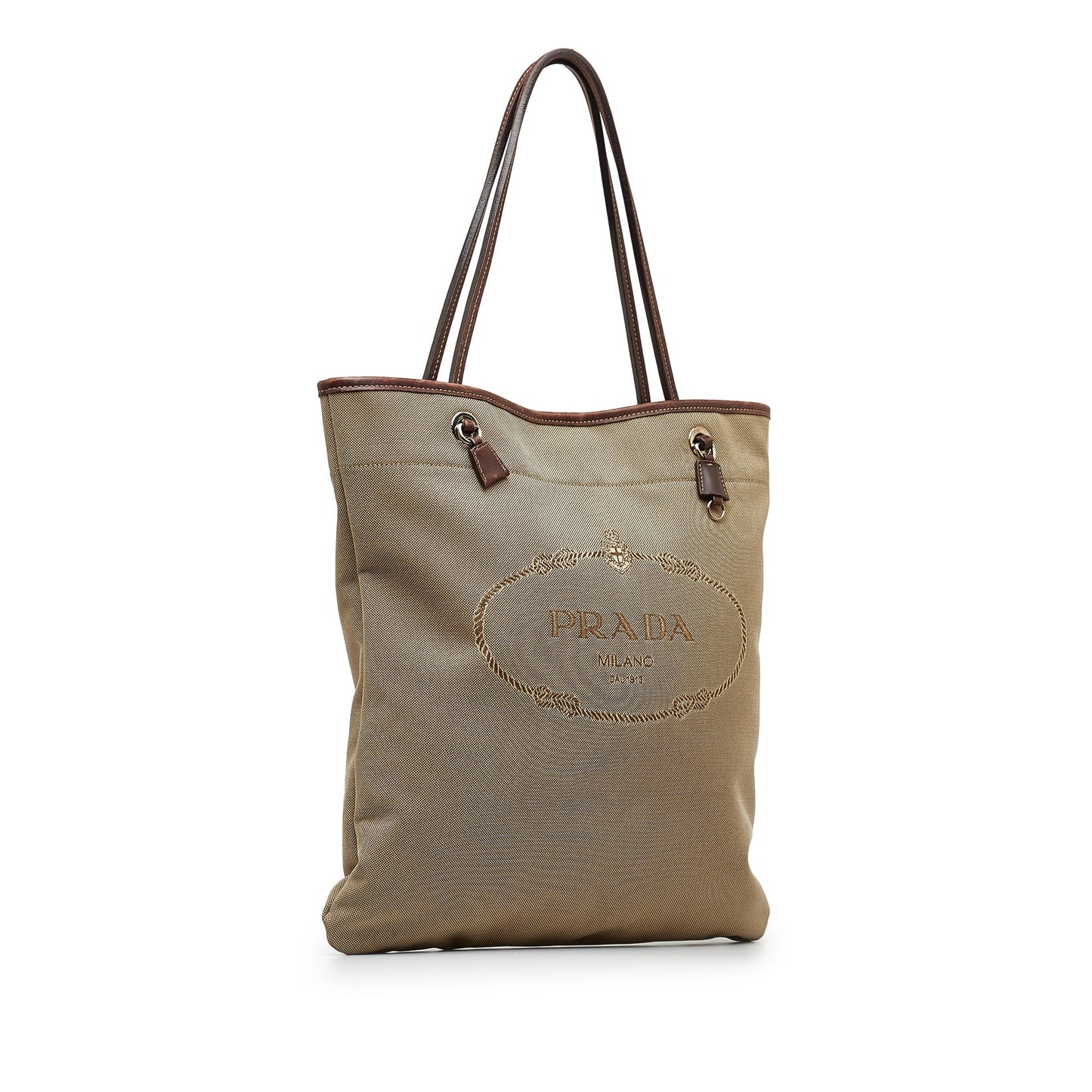 Taupe Prada Canapa Logo Tote