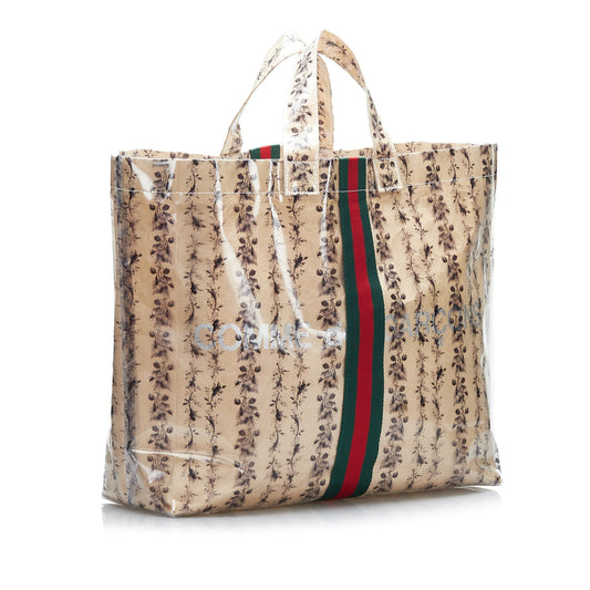 Beige Gucci x COMME des GARCONS Floral PVC Web Shopper Paper Tote