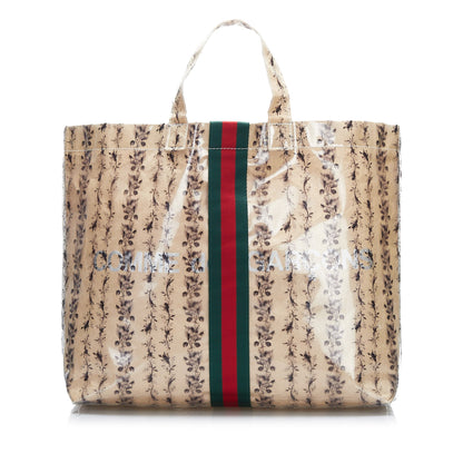 Beige Gucci x COMME des GARCONS Floral PVC Web Shopper Paper Tote