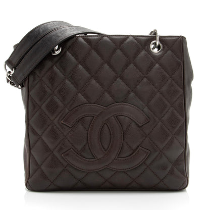 Chanel Caviar Leather Petite Shopping Tote (SHF-23458)