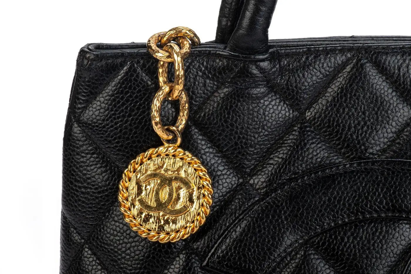 CHANEL CAVIAR LEATHER MEDALLION TOTE BAG