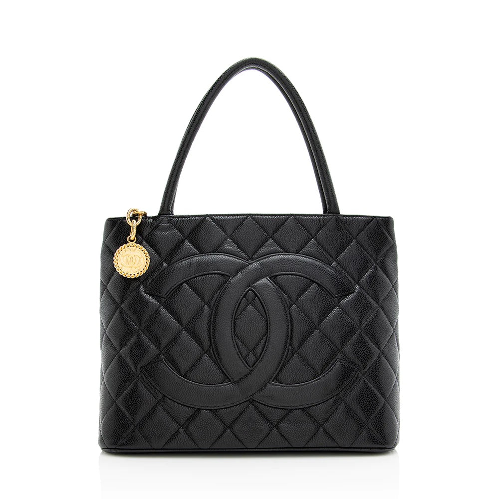 CHANEL CAVIAR LEATHER MEDALLION TOTE BAG