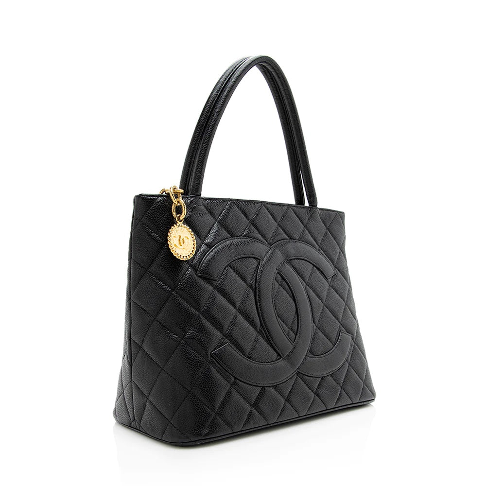 CHANEL CAVIAR LEATHER MEDALLION TOTE BAG