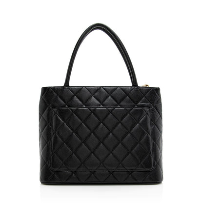 CHANEL CAVIAR LEATHER MEDALLION TOTE BAG