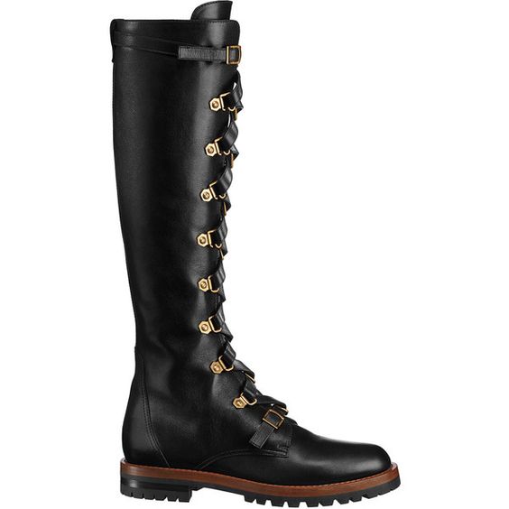 CHRISTIAN DIOR KNEE HIGH LEATHER COMBAT BOOTS