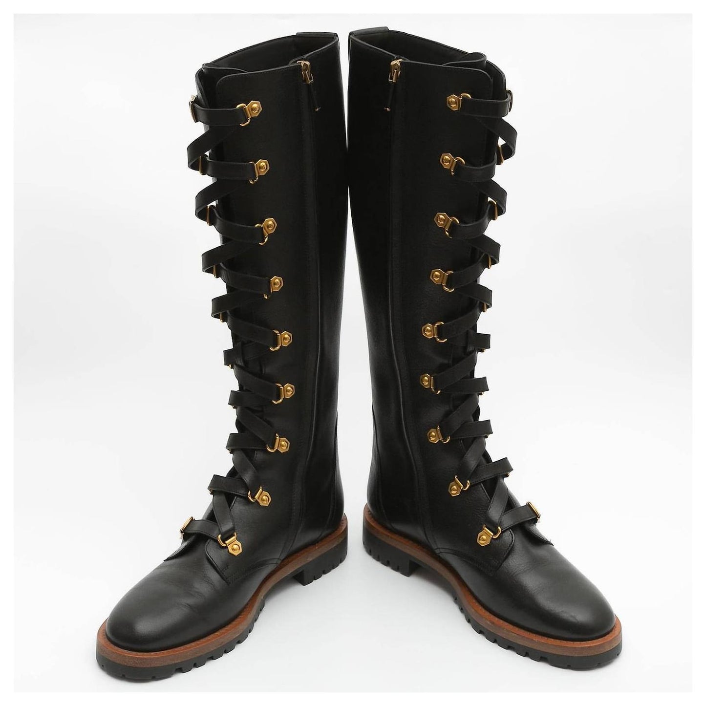 CHRISTIAN DIOR KNEE HIGH LEATHER COMBAT BOOTS