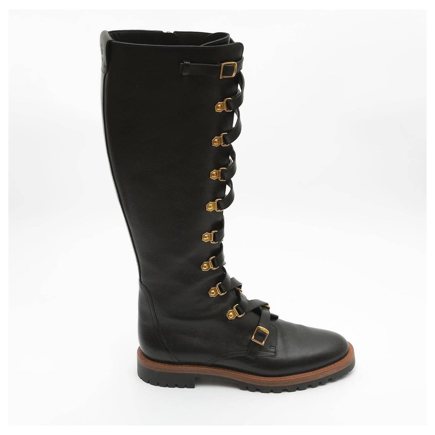 CHRISTIAN DIOR KNEE HIGH LEATHER COMBAT BOOTS