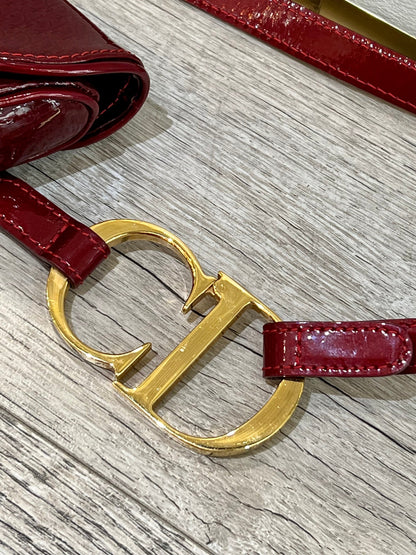 CHRISTIAN DIOR SADDLE PATENT LEATHER MONOGRAM BELT BAG