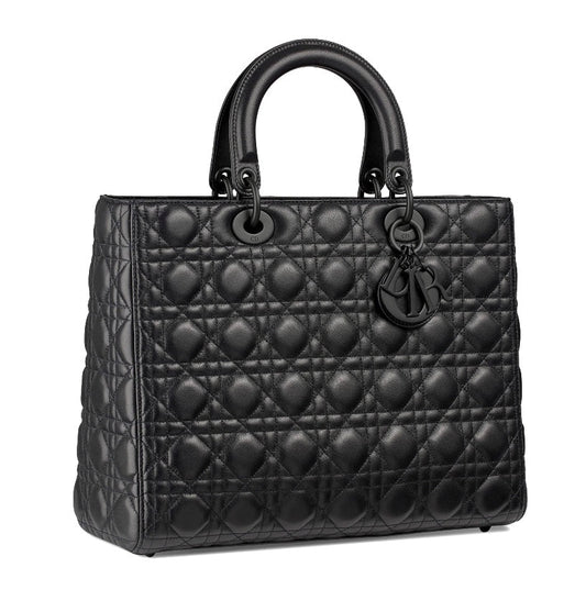 CHRISTIAN DIOR LARGE ULTRA MATTE BLACK LADY DIOR BAG