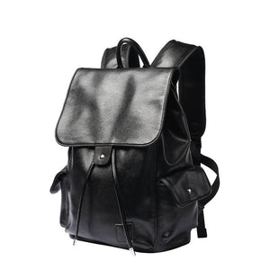 Gothslove Cool Black school backpacks Men PU Leather Backpack Collegiate Backpack Student School Bag Travel Backpack