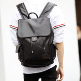 Gothslove Cool Black school backpacks Men PU Leather Backpack Collegiate Backpack Student School Bag Travel Backpack