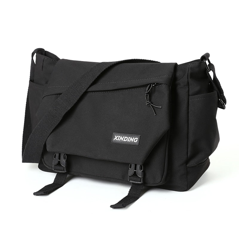 Messenger Bookbag Crossbody Messenger Bags Men Waterproof Simple Black Harajuku Teen Cool Youth Sport Convenient Travel Shoulder Bag