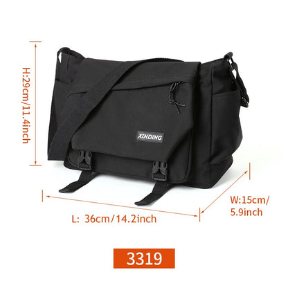 Messenger Bookbag Crossbody Messenger Bags Men Waterproof Simple Black Harajuku Teen Cool Youth Sport Convenient Travel Shoulder Bag