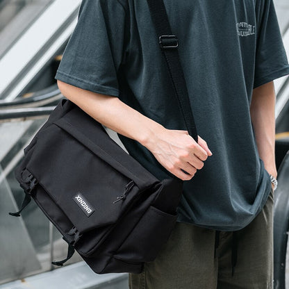 Messenger Bookbag Crossbody Messenger Bags Men Waterproof Simple Black Harajuku Teen Cool Youth Sport Convenient Travel Shoulder Bag