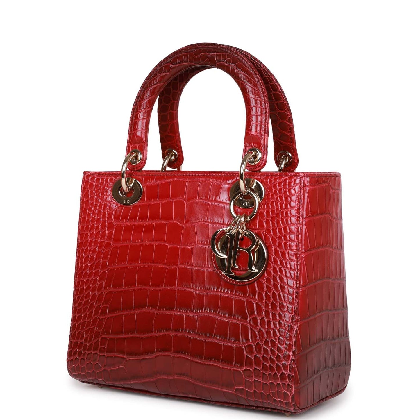 Christian Dior Medium Lady Dior Gradient Red Matte Alligator Light Gold Hardware