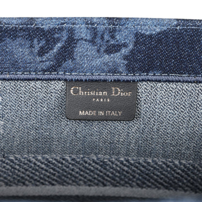 Christian Dior Blue Flower Embroidered Denim Small Book Tote