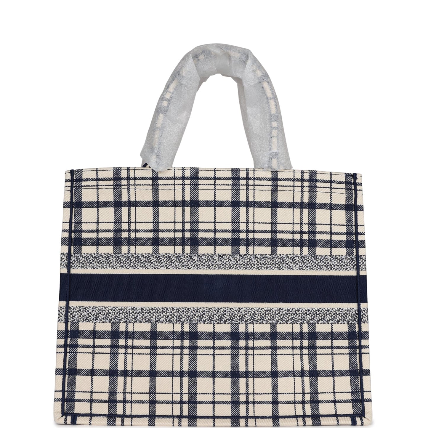 Christian Dior Blue and White Canvas Check'n' Large Book Tote