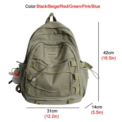 New Cross Rope Waterproof Nylon Women Backpack Female Mesh Travel Bag Teenage Girls Big Laptop Backpack Student Schoolbag