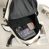 Gothslove Large Capacity College Student School Backpacks Double Pocket Waterproof Nylon Women Black Backpacks for Teens