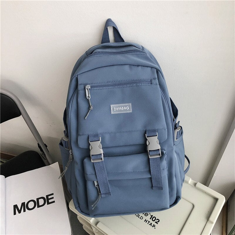 New Large Capacity Multiple Pockets Waterproof Nylon Backpack Men and Women Insert Buckle Travel Bag Unisex Schoolbag