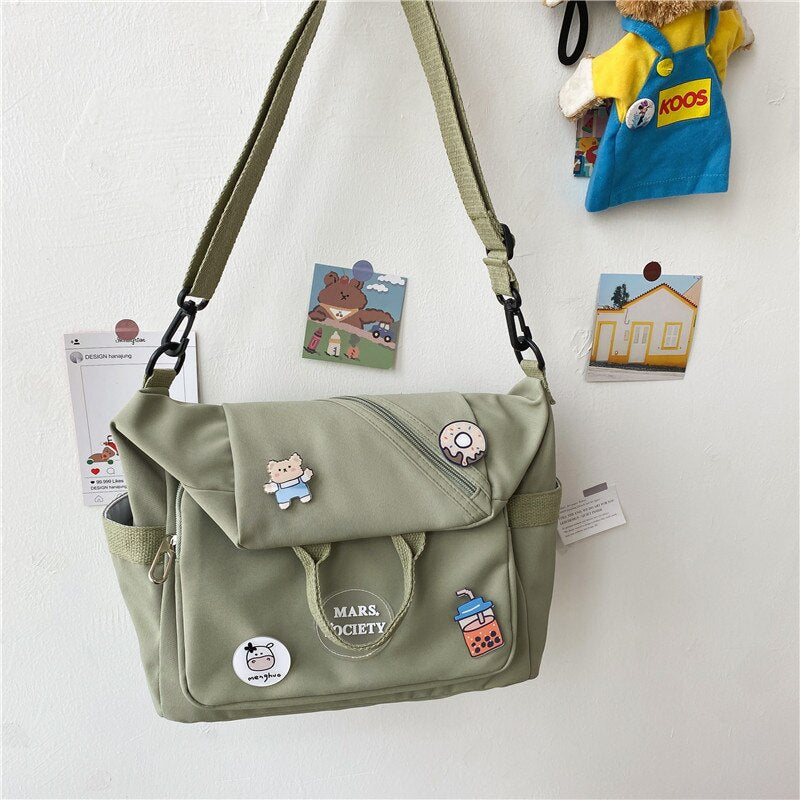 New Multifunction Waterproof Nylon Women Backpack Female Lovely Badges Portable Travel Bag Teenage Girl Small Schoolbag