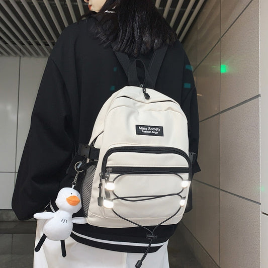 New Unisex Waterproof Nylon Small Backpack Reflective Leisure Multi-function Women Backpack Men Drawstring Mini Schoolbag