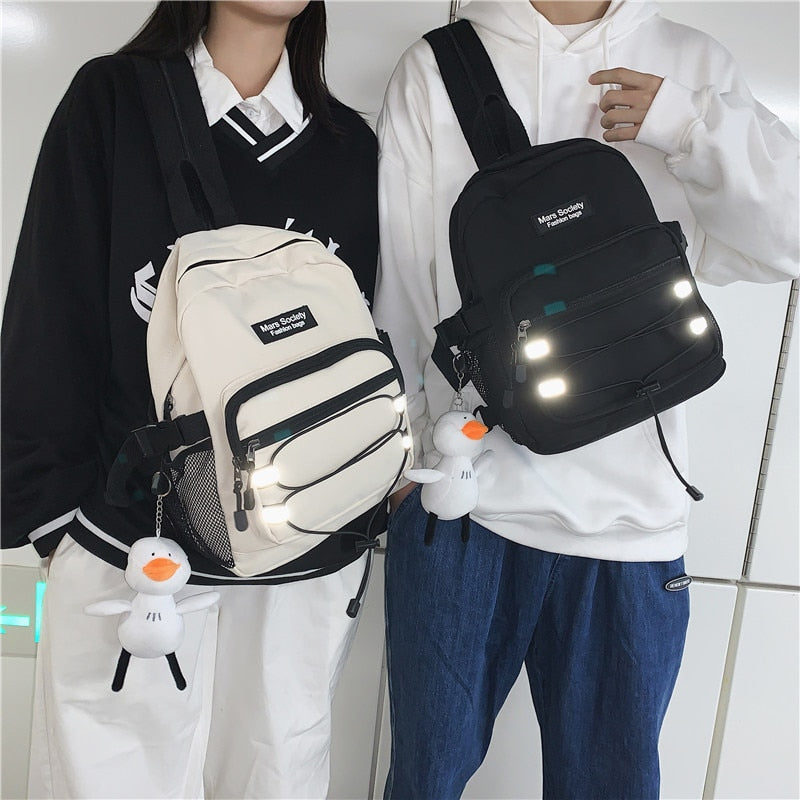 New Unisex Waterproof Nylon Small Backpack Reflective Leisure Multi-function Women Backpack Men Drawstring Mini Schoolbag