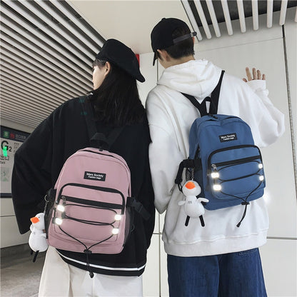 New Unisex Waterproof Nylon Small Backpack Reflective Leisure Multi-function Women Backpack Men Drawstring Mini Schoolbag