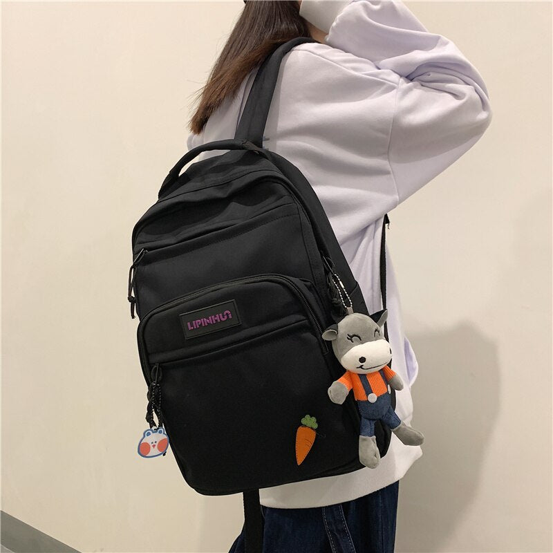 New Waterproof Nylon Women Backpack Female Fashion Multi-pocket Travel Bag College Girl Laptop Backpack Korean Schoolbag