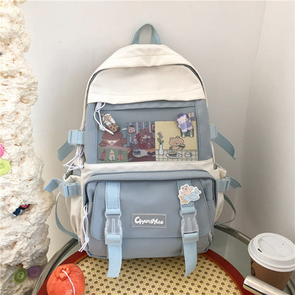 New Waterproof Nylon Women Backpack Female Multi-pocket Net Travel Bag Korean Insert Buckle Girl's Schoolbag Book Bags