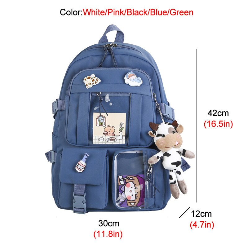 New Waterproof Nylon Women Backpack Female Multi-pocket Travel Bag Teenage Girls Pure Color Eye-splice Schoolbag Mochilas