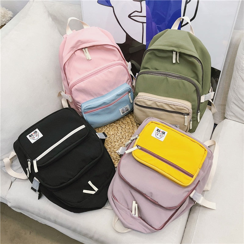 New Waterproof nylon Backpack Female Panelled Travel Back pack Girls'schoolbags for teenagers Multilayer Book bag Mochila