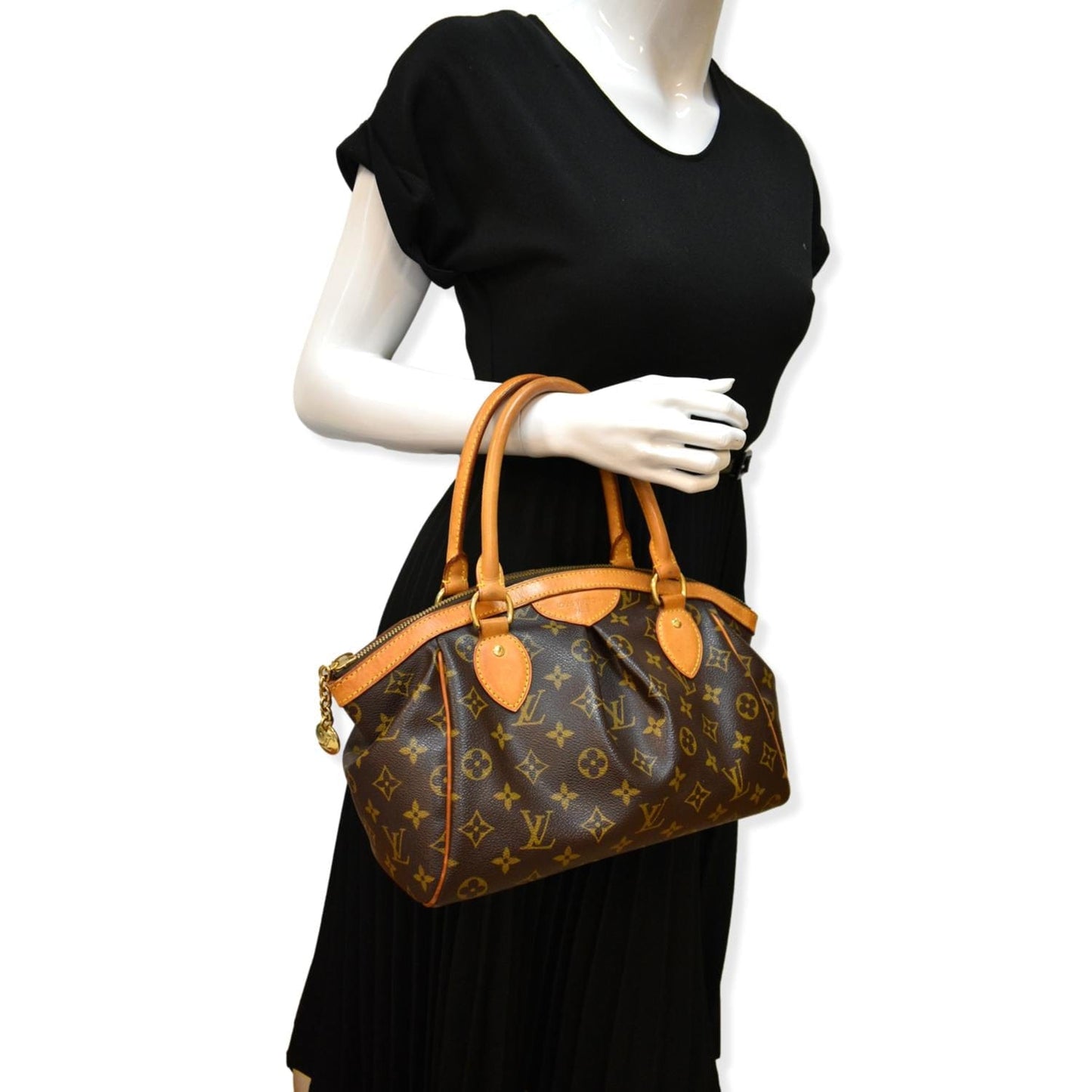 LOUIS VUITTON Tivoli PM Monogram Canvas Satchel Bag Brown