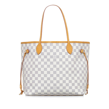 White Louis Vuitton Damier Azur Neverfull MM Tote Bag