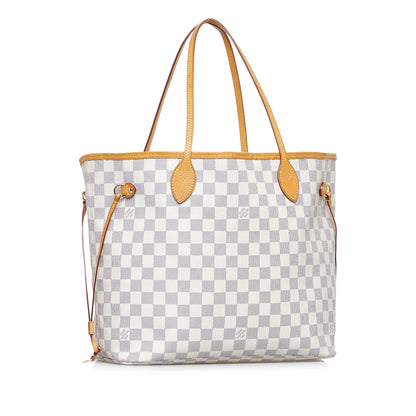 White Louis Vuitton Damier Azur Neverfull MM Tote Bag