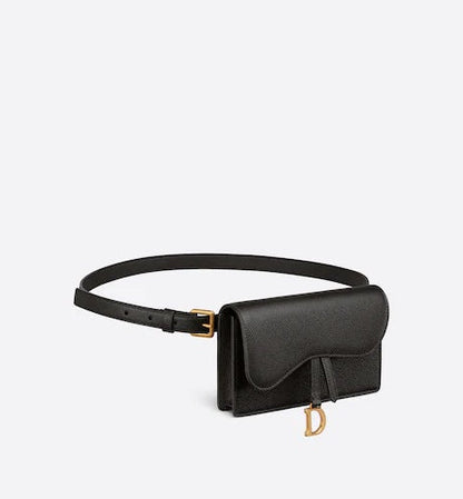 CHRISTIAN DIOR GRAINED CALFSKIN SADDLE BELT BAG