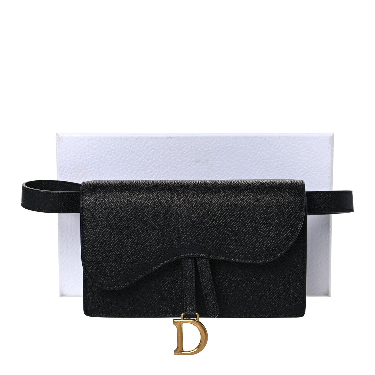 CHRISTIAN DIOR GRAINED CALFSKIN SADDLE BELT BAG