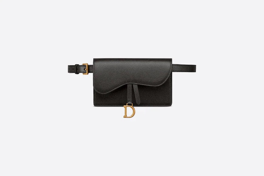 CHRISTIAN DIOR GRAINED CALFSKIN SADDLE BELT BAG