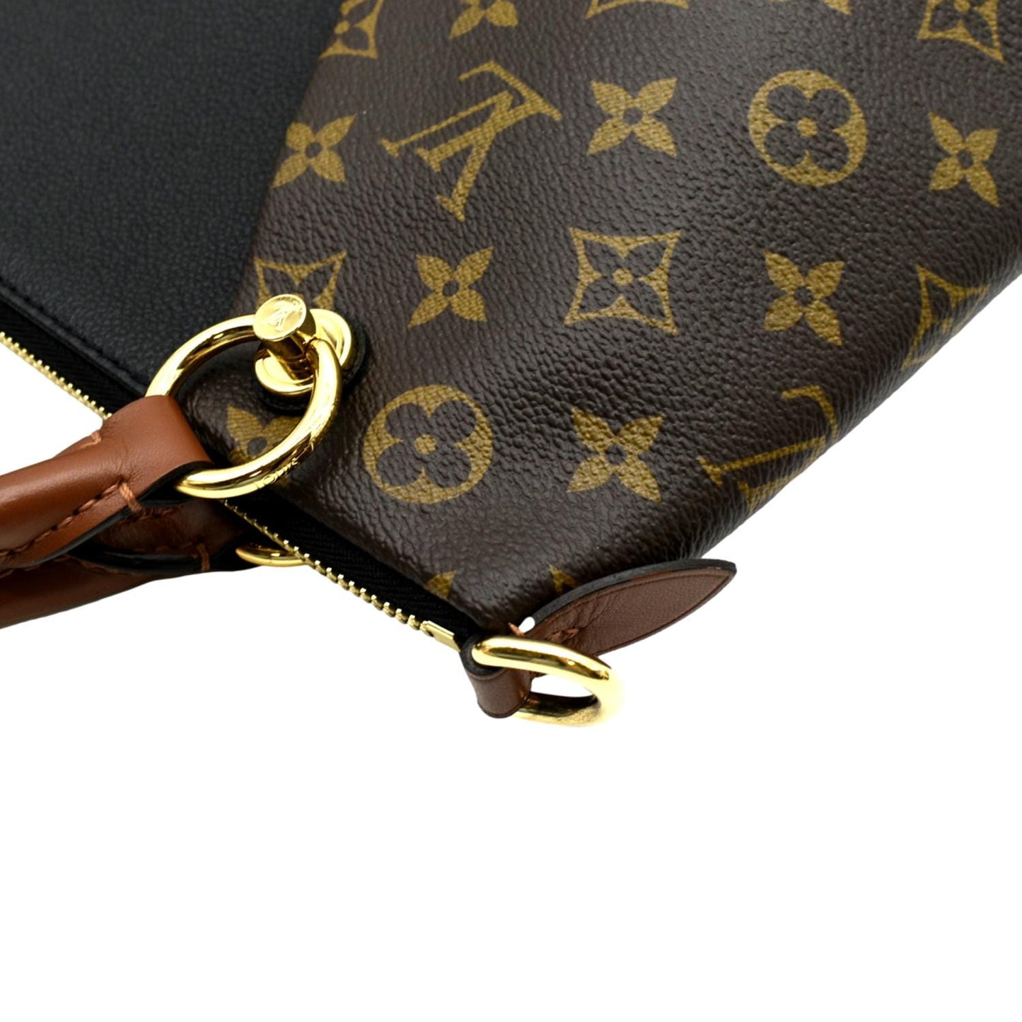 LOUIS VUITTON V MM Monogram Leather Hobo Bag Black