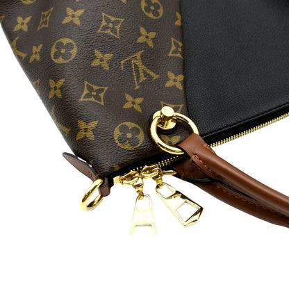 LOUIS VUITTON V MM Monogram Leather Hobo Bag Black