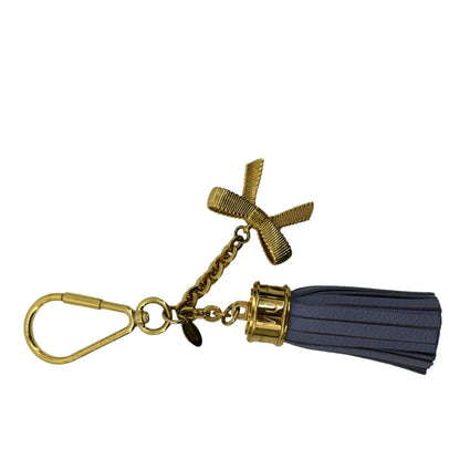 LOUIS VUITTON Tassel Pebbled Leather Bag Charm Blue