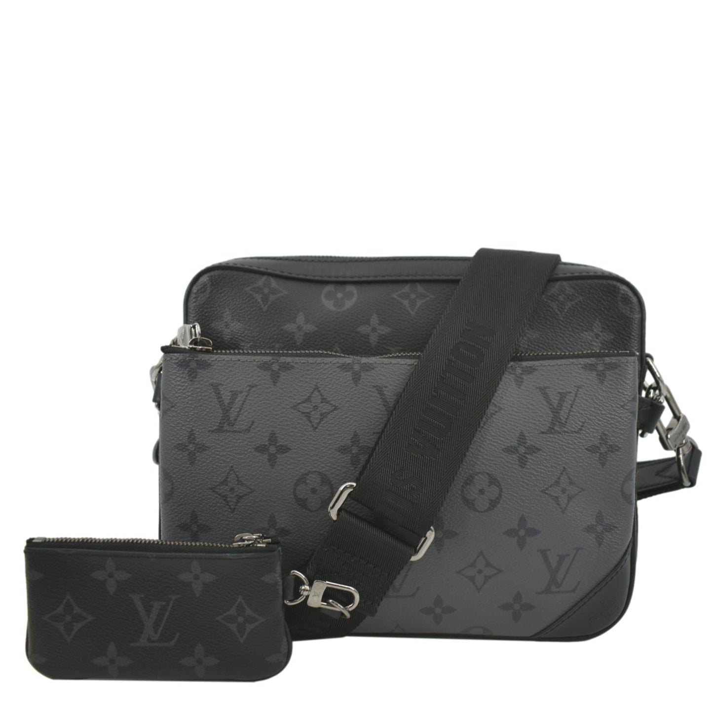 LOUIS VUITTON Trio Monogram Eclipse Messenger Bag Grey