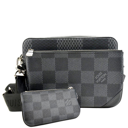 LOUIS VUITTON Trio Damier Graphite Messenger Bag Gray