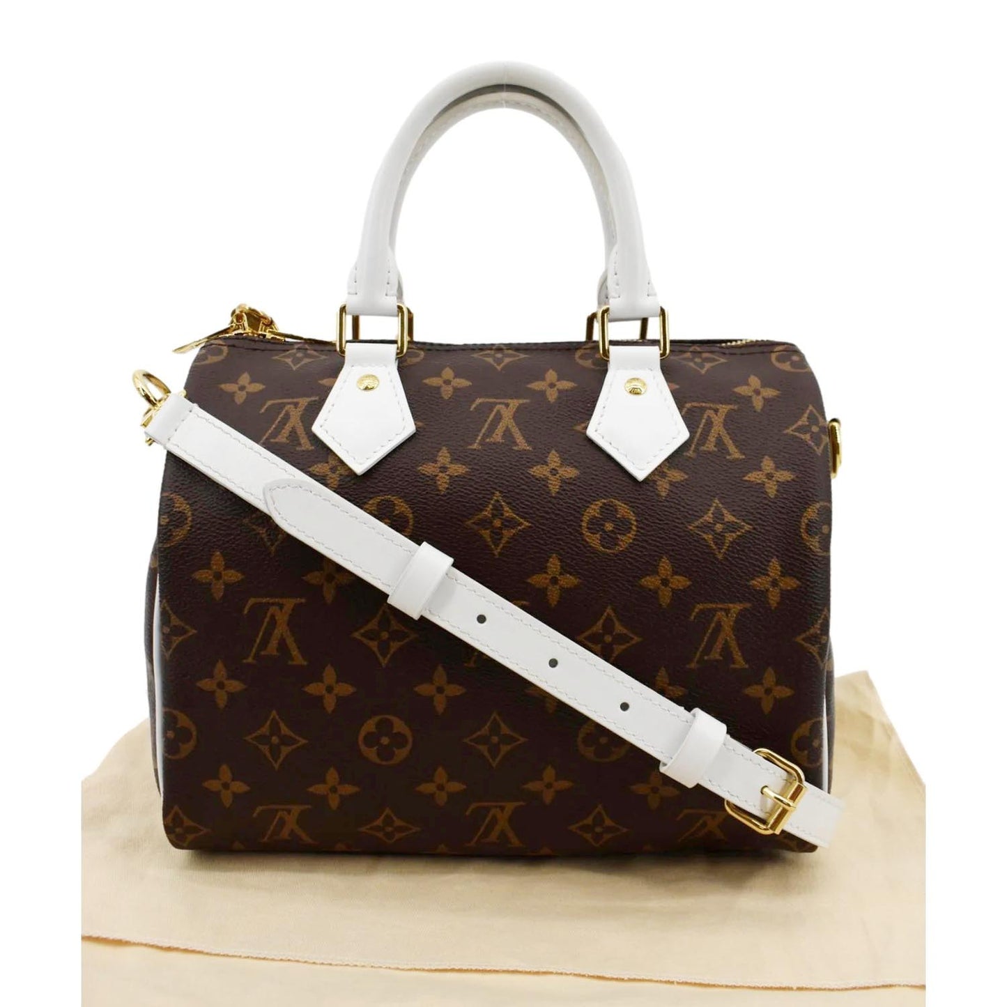 LOUIS VUITTON Women Speedy 25 Bandouliere Monogram Canvas Shoulder Bag Brown